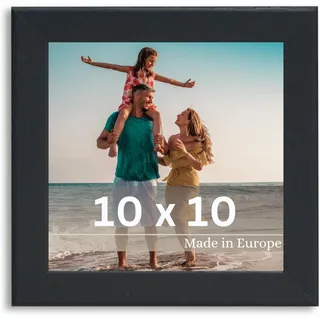 VictoR Bilderrahmen Klee 10x10 cm in Schwarz - moderner schlichter Fotorahmen quadratisch Holz - Bilderrahmen Schwarz 10x10
