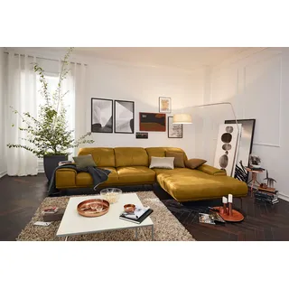 Musterring Wohnlandschaft "MR 2490 Ecksofa mit erstklassigem Sitzkomfort, Long-Life-Leder" Bronze-Fuß Sitzhöhe 46cm, wahlweise mit Funktionen, Maße 342 x 207 cm, kurkuma, b