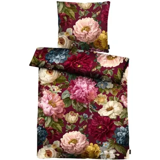 Bettwäsche APELT "Daphne", bunt (bordeauxrot), B/L: 135cm x 200cm, 1 Stk., 1 Stk., Satin (Bio-Baumwolle), B/L: 80cm x 80cm, 2, Satin (Bio-Baumwolle), Bezug: 100% Baumwolle, Bettwäsche, Bettwäsche, Bettwäsche-Set mit Reißverschluss, Baumwoll-Satin, Digitaldruck