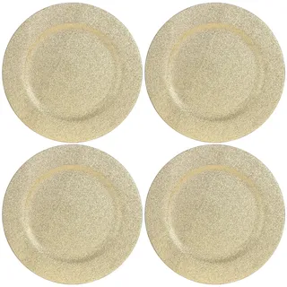com-four® 4x Platzteller - glitzernd wiederverwendbare einfarbige Unterteller als Tischdekoration - monochrome Dekoteller für Hochzeit, Familienfeier oder Weihnachten - Ø 33 cm