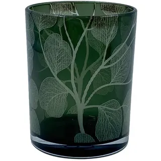 Ambia Home Teelichtglas , Grün, Weiß , Glas , 15 cm , zum Stellen , Dekoration, Kerzen & Kerzenhalter, Teelichthalter