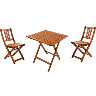 Balkonmöbel Set 3tlg Akazie Klapptisch 70 x 70 cm BLOOM - Naturbelassen