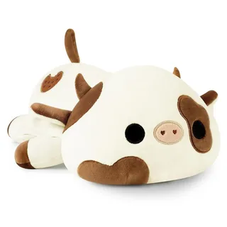 Plüschtier Kuh Kuscheltier Stofftier Kawaii Milchkuh Plüsch Kissen Spielzeug Wurfkissen Braun 30cm