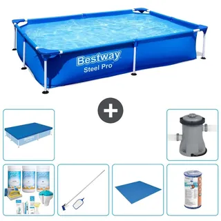 Bestway Steel Pro Rechteckig - 221x150x43 cm - 7-teilig S21515 - Blau