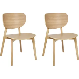BELIANI Esszimmerstuhl 2er Set Hellbraun Gummibaumholz ohne Armlehnen Skandi Minimalistisches Design Holzstuhl - Braun