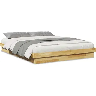 vidaXL Massivholzbett ohne Matratze 160x200 cm Eichenholz - Braun