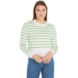 Tommy Hilfiger Damen Pullover 1985 Strickpullover, Weiß (Breton Stripes/Ecru/Spring Lime), XL