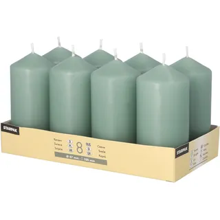 Papstar Stumpenkerzen 8 Ø 47 mm 100 mm blaugrün