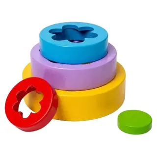 BigJigs Holz Stapelspielzeug Flower Tower - Montessori Spielzeug
