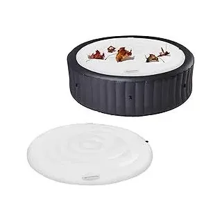 Aufblasbare Abdeckung für Whirlpool 160cm Rund, Whirlpool Thermoabdeckung mit 2 Griff, Winddicht Regendichtem Schneebedeckter Isolierter Whirlpools Spa Abdeckungen mit Schnelles Inflationsloch