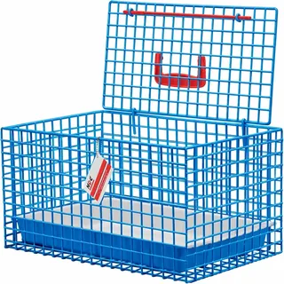 MDC Katzentransportbox mit Öffnung Oben für Reisen, Blau | Katzentransportbox mit Öffnung oben, Netzseiten, tiefer Bodenwanne und Tragegriff für stressfreies Reisen, Blau