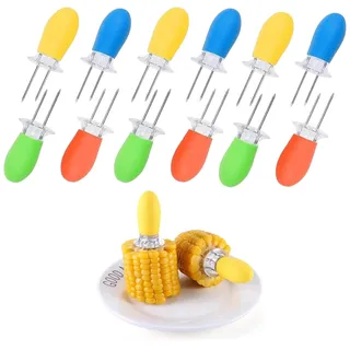 KOMUNJ 12 PCS Maiskolben Halter, Maiskolbenhalter, Maisspiesse Maiskolben für BBQ, Stainless Steel Corn Holders Hand Werkzeuge Küche Zubehör(Zufällige Farbe)