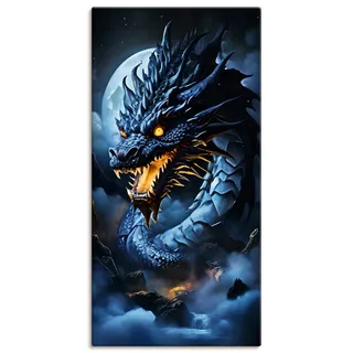 Artland Wandbild "Die Wut des Drachen XVII" klassische Fantasie 1 Stk. tlg. als Alubild, Leinwandbild, Poster, Wandaufkleber in verschied. Größen, farbe bild(er): blau