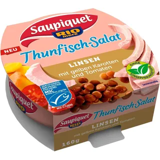 Saupiquet Rio Mare Thunfisch-Salat Linsen, MSC zertifiziert, Fix und fertig zubereitet, Ideal für unterwegs, 160g (Packung mit 5)