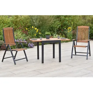 Merxx Athos Set 3-tlg. 2 Klappsessel Balkon-Tisch Ausziehbar 65 (130) x 65 cm