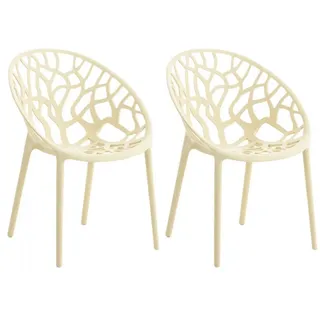 CLP Gartenstuhl 2er Set Kunststoff creme , Creme , 59x80x60 cm , Gartenmöbel, Gartensessel, Gartenstühle