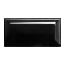 Wandfliese Metro Facette Schwarz Glasiert Glänzend 7,5 cm x 15 cm