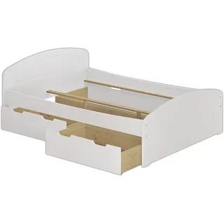 Erst-Holz Doppelbett Ehebett 180x200 Bettkasten Seniorenbett Massivholz Weiß Zubehör wählbar V-60.50-18Wohne Zubehör - Weiß