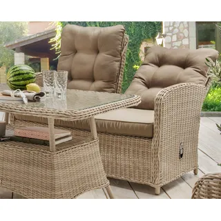Destiny Loungesofa »MERANO II« Aluminium, Polyrattan, 2er Sofa, inkl. Auflagen, beige