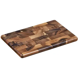 Zassenhaus Tranchierbrett Stirnholz, 36 × 23 cm, robustes Akazienholz | Schneidebrett aus Akazienholz, für Fleisch, Geflügel und Braten, messerfreundlich, pflegeleicht, nachhaltig angebaut