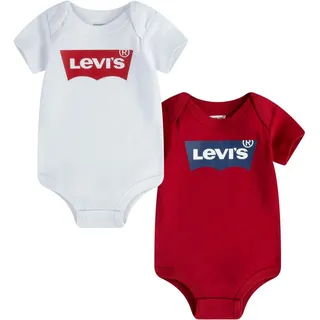 Levi's Kids Batwing 2pk bodysuit Unisex Baby, Weiß und rot 6-12 Monate