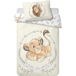 Kinderbettwäsche 100x135 cm Der König der Löwen mit Kissenbezug 40x60 cm , Baby Bettwäsche ideal für 60x120 und 70x140 cm große Betten , Bettwäsche 100x135 Set für die Allerkleinsten 100 % Baumwolle