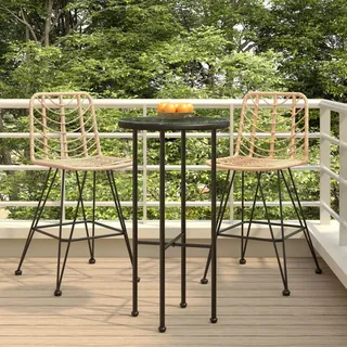 The Living Store Barhocker 2 Stk. 45x56x103,5 cm PE-Rattan und Stahl - Braun