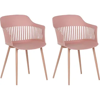 BELIANI Esszimmerstuhl 2er Set Pink Kunststoff Metallbeine mit Holzmaserung Minimalismus Moderne Wohnzimmer Esszimmer - Rosa, Braun