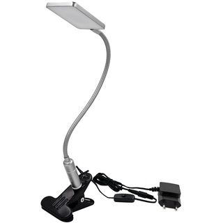 ENUOTEK Dimmbare LED Klemmlampe Silber, 5W 450Lm LED Klemmleuchte Leselampe Schreibtisch Nachttischlampe mit Klemme und Touch Schalter für Bett Schlafzimmer, Tageslicht 5000K, 3er Helligkeit Dimmbar