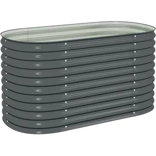 vidaXL Hochbeet Stahl Grau 160x80x81 cm Gemüsebeet Pflanzbeet Frühbeet Garten