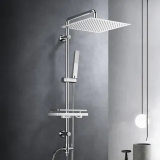 Görbach Regendusche Duschset Duschsystem Chrom 30x30cm
