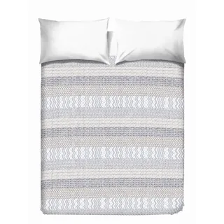 PENSIERI DELICATI Tagesdecke 260 x 280 cm, Einzeltuch 100% Baumwolle Pique, Ideal Zum Thema Wohnen, Decke Salva Bett Einzelne, Fantasie Azteke Grau, 100% Made in Italy