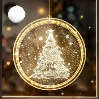 Dazztime Weihnachtsbeleuchtung, Fensterdekoration Weihnachten beleuchtet, Dekorative Fensterlichter, Hängende Fensterleuchten mit Saugnapf, für Zimmer, Garten, Balkon