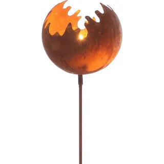 Deko Stecker Feuerball im Rost Design - ca. Ø 11 cm x 77 cm - Windlicht auf Stab (klein)