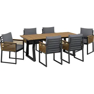 Esstischgruppe Folkston 7-teilig Aluminium FSC® Akazienholz