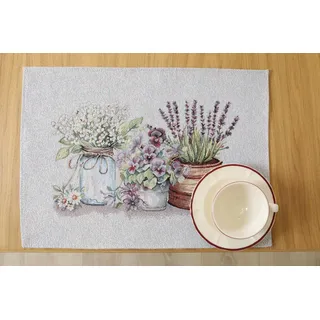 Tischsets Platzsets Abwaschbar 4er Set, 35x45 cm, Platzdeckchen Stoff 100% Jacquard Gobelin, Untersetzer Teller Hochwertige Wiederverwendbare für Hochzeit, Geburtstag, Küchen, Cafe - Lavendelharmonie