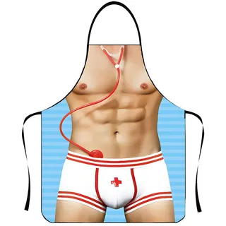 CATOR 1 pcs Lustige Schürze, Herren Grill-Grillschürze, Kochschürze Küchenschürze Lustige Schürze Wasserdichte Geschenk für Party Costume Grill für Herren (Doktor Muskelmann)
