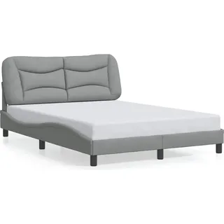 vidaXL Bettgestell ohne Matratze "Hvar" Hellgrau 120x200 cm Stoff - Grau