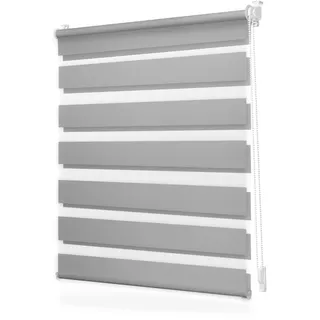 Lichtblick Duo Rollo ohne Bohren Blickdicht Grau 75 cm x 130 cm (B x L) | Duo Rollo, Rollos für Fenster ohne Bohren, Montage ohne Bohren, Mit Lichtfilter, Klemm-Montage, Sonnenschutz, Klemmbar