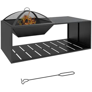 Outsunny Feuerschale Keramik, Metall,