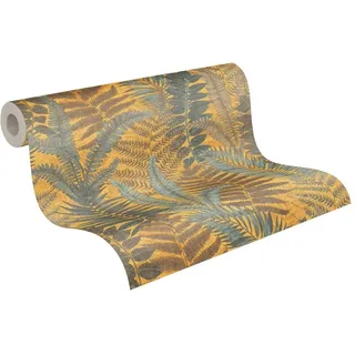 A.S. Création Blättertapete Gelb Blau Braun - Livingwalls Famous Garden 393472 - Vliestapete - 10,05 m x 0,53 m - Made in Germany