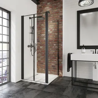Schulte Alexa Style 2.0 Pendeltür 80 x 192 cm schwarz matt/Sicherheitsglas