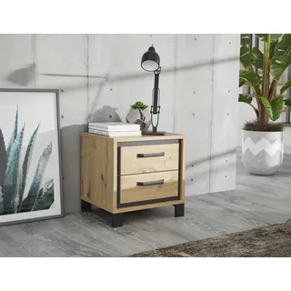 Forte Nachtschrank Trondheim 49,4 x 41 x 49,3 cm Braun/Schwarz
