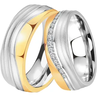 DOOSTI Trauring »Schmuck Geschenk Edelstahl Trauring Ehering Partnerring LIEBE« wahlweise mit oder ohne Zirkonia, goldfarben