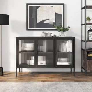 vidaXL Sideboard Schwarz 105x35x70 cm Glas und Stahl - Schwarz