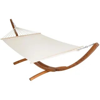 tectake Hängematte Thorsten, 205 x 150 cm, weiß , Weiß , Textil , 150x124x415 cm , Gartenmöbel, Gartenschaukeln, Hängematten