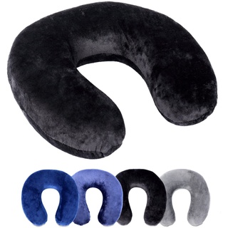 Schramm Rocco e.K. Nackenkissen 4 Farben wählbar Reisekissen Nackenhörnchen orthopädisches Nackenstützkissen Memory-Schaum Travel Neck Pillow, Farbe:schwarz