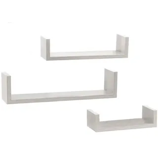 BAKAJI Set mit 3 Wandregalen, modernes Design mit seitlichen Kanten, Regal, 1 Ablage aus MDF-Holz, Verschiedene Größen (Weiß)