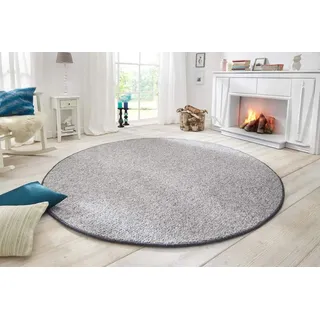 Hanse Home Wolly Teppich Rund – Wohnzimmerteppich Flachgewebe Kurzflor Woll-Optik Wolle Skandi-Look Esszimmer, Wohnzimmer, Kinderzimmer, Schlafzimmer – Grau, 133cm