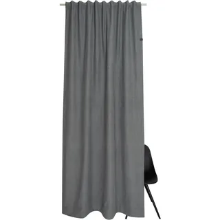 Vorhang "Solo" Gr. 1, grau, B:130cm H:250cm, Jacquard, Baumwolle, Polyester, SCHÖNER WOHNEN-KOLLEKTION, Gardinen, Vorhang, mit Lederapplikation